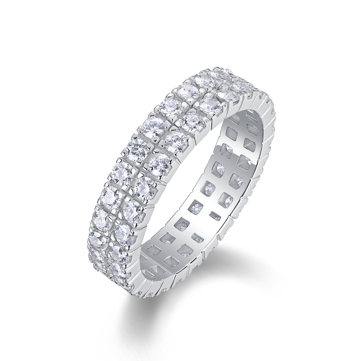 Multi-row Diamond Ring Moissanite Silver Ring