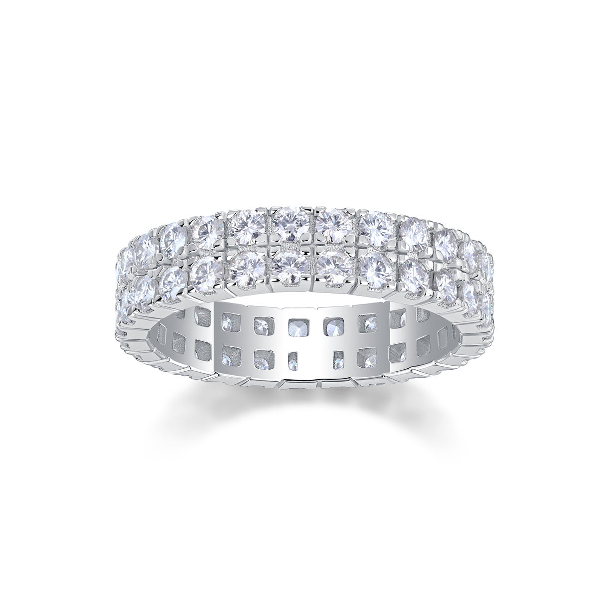 Multi-row Diamond Ring Moissanite Silver Ring