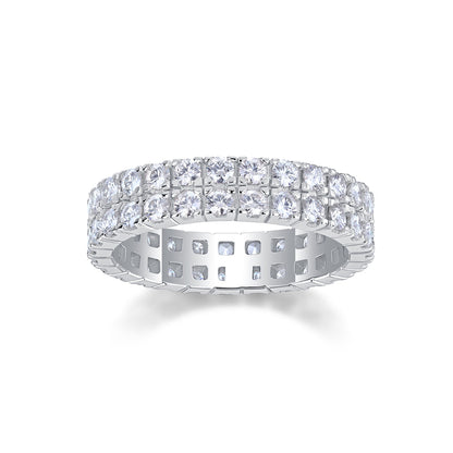 Multi-row Diamond Ring Moissanite Silver Ring