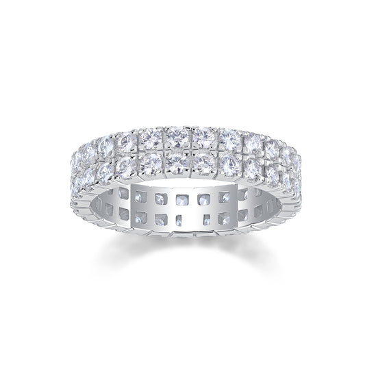 Multi-row Diamond Ring Moissanite Silver Ring