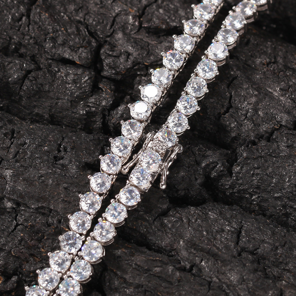 Three Prong Set  Single Row Diamond Tennis Chain