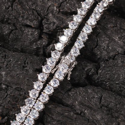 Three Prong Set  Single Row Diamond Tennis Chain