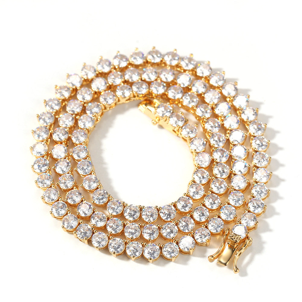 Three Prong Set  Single Row Diamond Tennis Chain