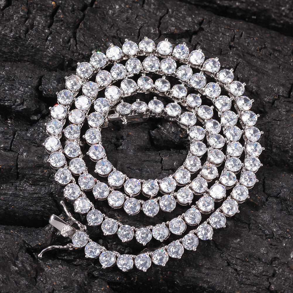 Three Prong Set  Single Row Diamond Tennis Chain