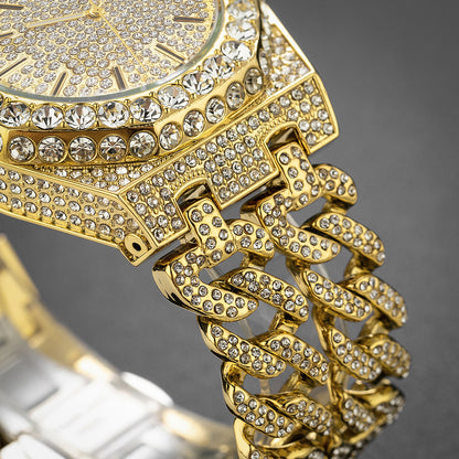 Iced Diamond Cuban Link Chain Quartz Clock